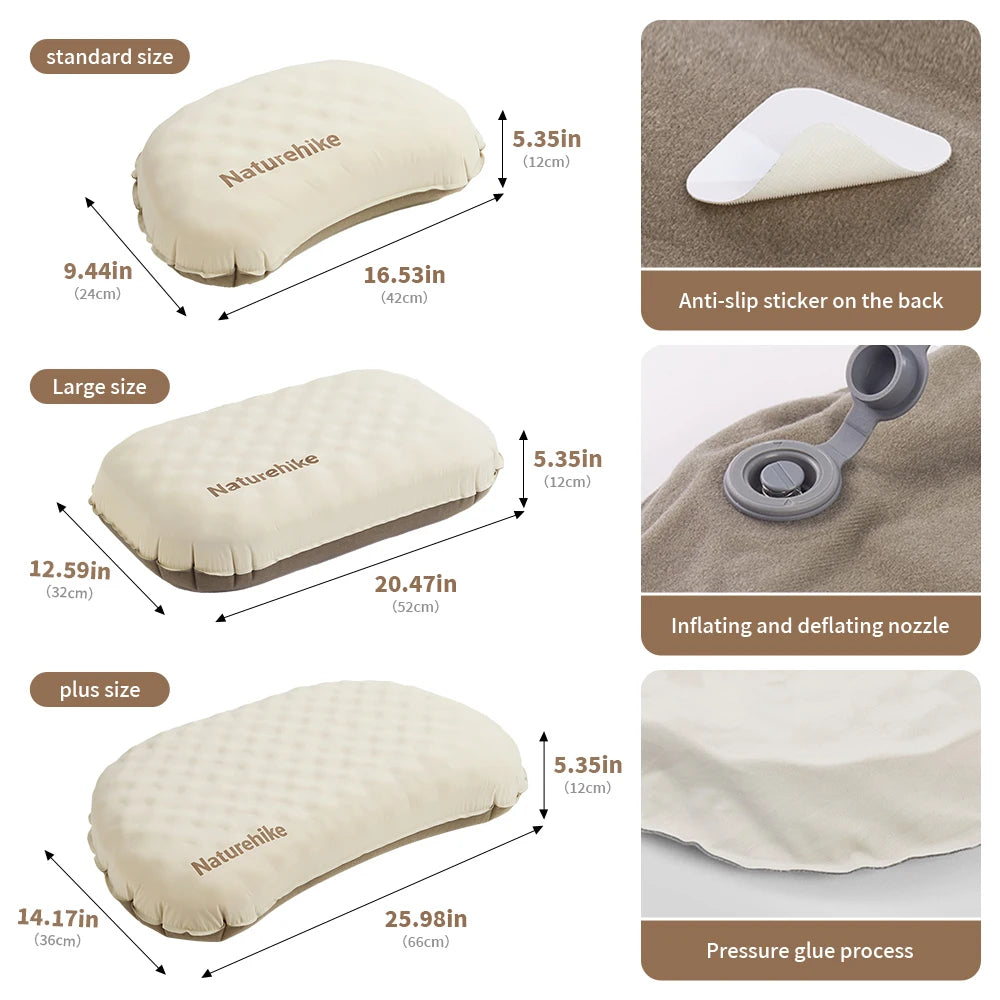 Naturehike 2-in-1 Camping Inflatable Pillow Portable Waterproof Adjustable Lumbar Neck Pillow Comfortable Outdoor Travel Pillow