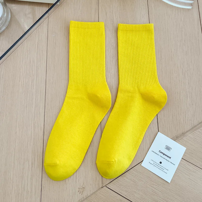 Japanese Fashion Sports Socks – Unisex Cotton Street Style Crew Socks for Autumn & Winter