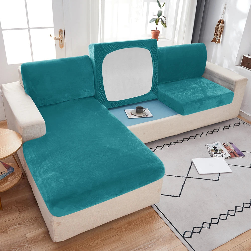 Plush Elastic Sofa Slipcover – Anti-Slip Couch Cover for Home & Office