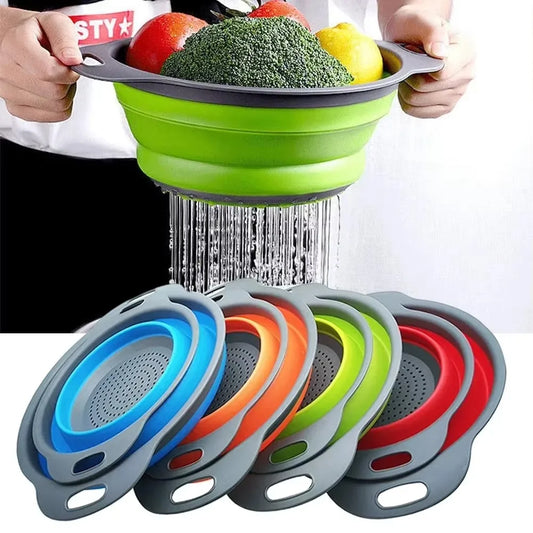 Silicone Folding Drain Basket – Collapsible Fruit & Vegetable Strainer