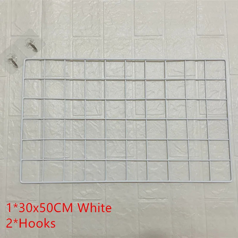 2/1pcs Iron Grid Wall Rack – INS Style Wall Decoration & Mesh Organizer Shelf for Home Display