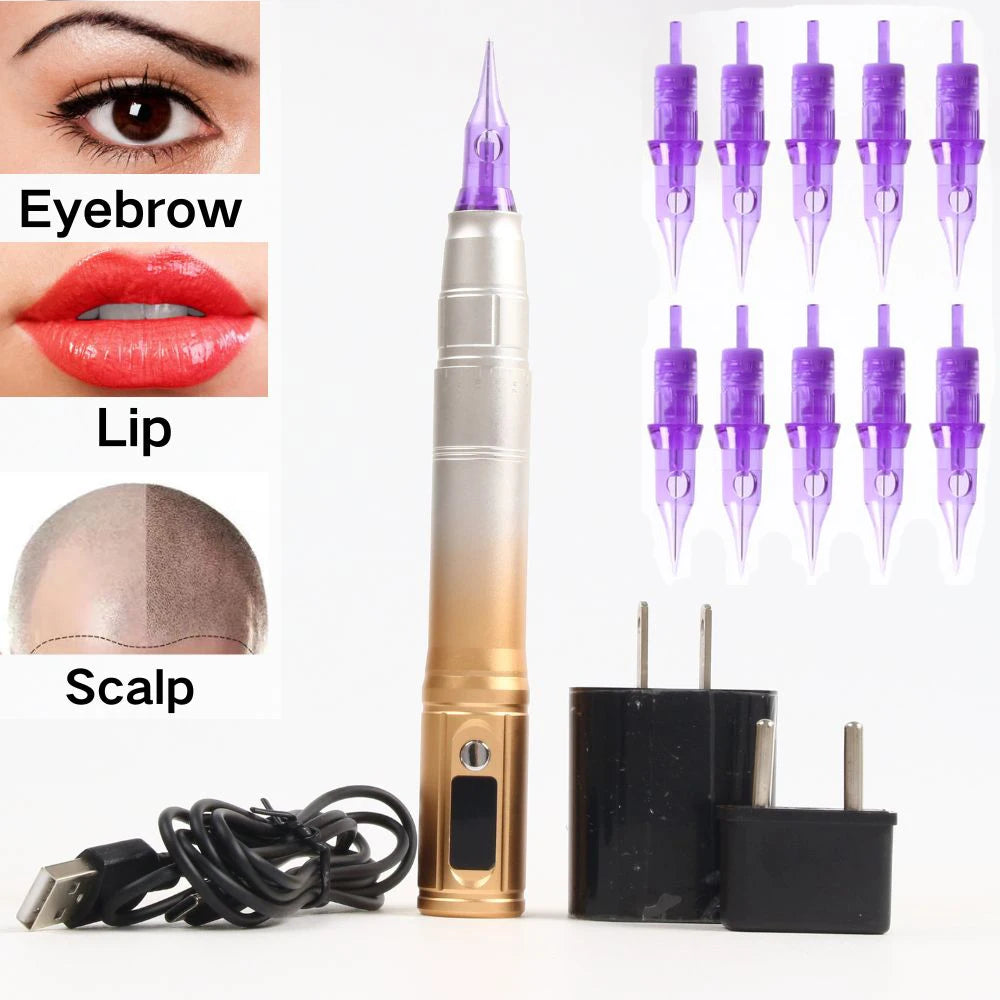 Wireless Permanent Makeup Machine Kit – Microblading Eyebrow & Lip Tattoo Gun for PMU & Scalp