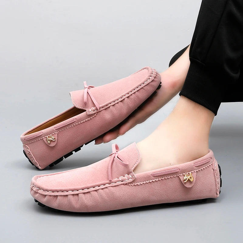 Pink Tassel Moccasin Loafers for Men – European Style Formal Dress & Party Shoes