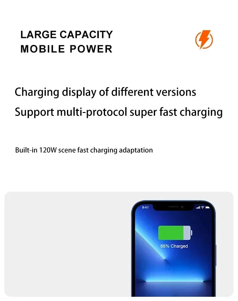 Xiaomi 200000mAh 120W Power Bank  Fast Charging Portable Mobile Power Ultralarge Capacity Digital Display External Battery ﻿