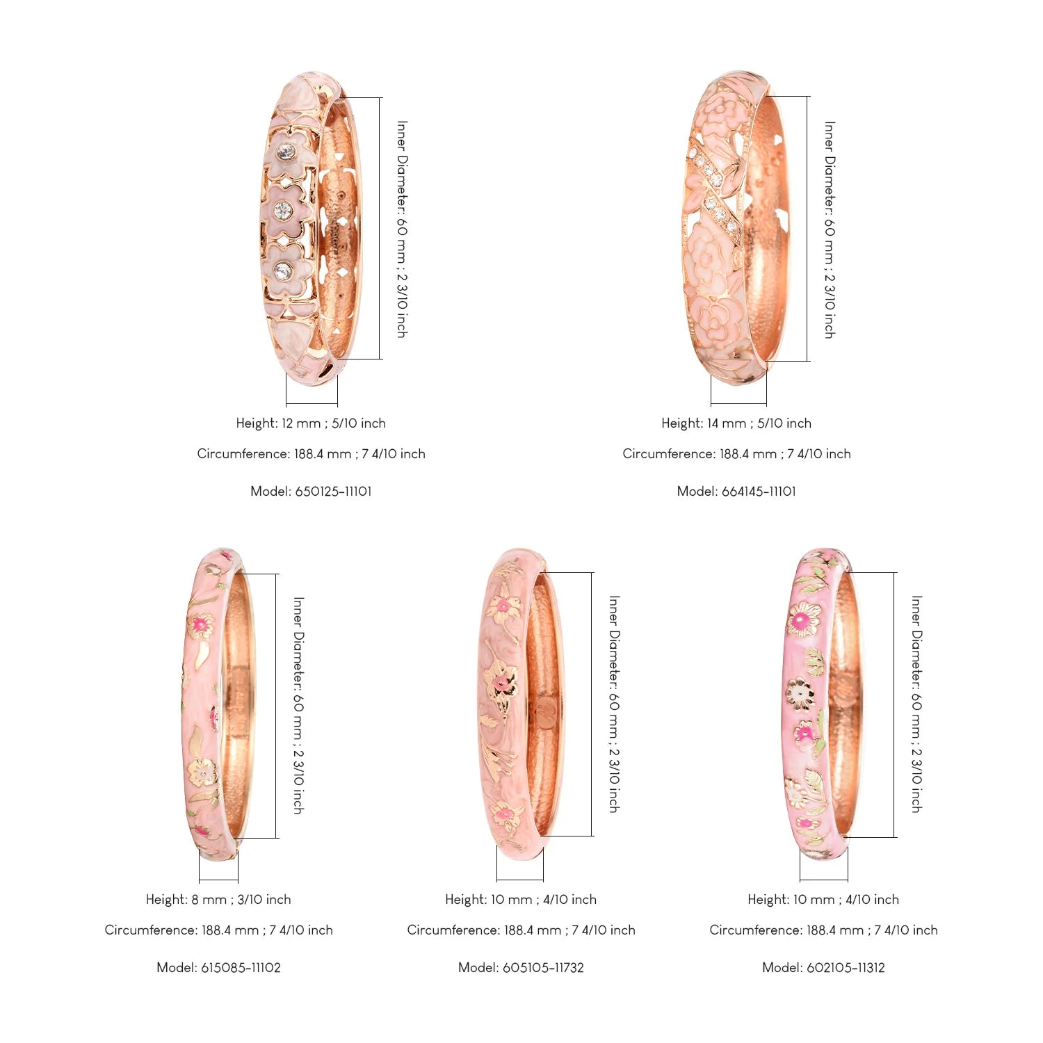 Pink Enamel Hollow Bangle – Women’s Alloy Cloisonné Bracelet Fashion Jewelry