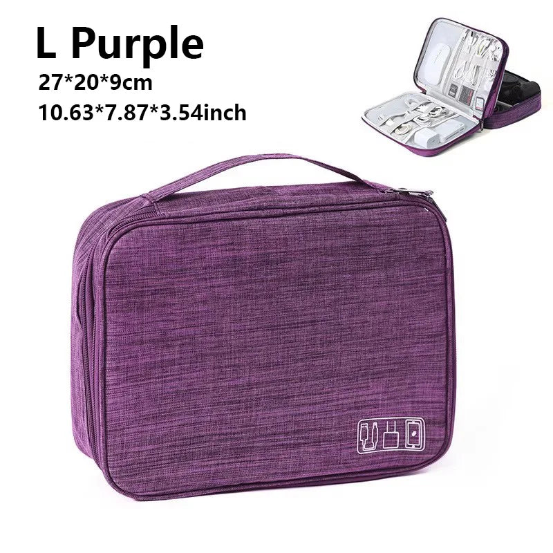 Waterproof Cable Storage Organizer Bag – Portable Travel Electronic Accessories Case for Cables & Chargers