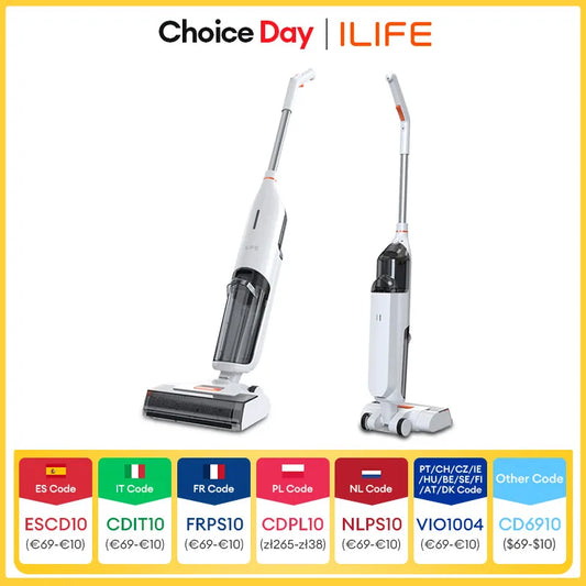 ILIFE W90 Cordless Wet & Dry Smart Vacuum Mop – 5500Pa Suction, 1-Min Self-Cleaning, Dual Water Tank
