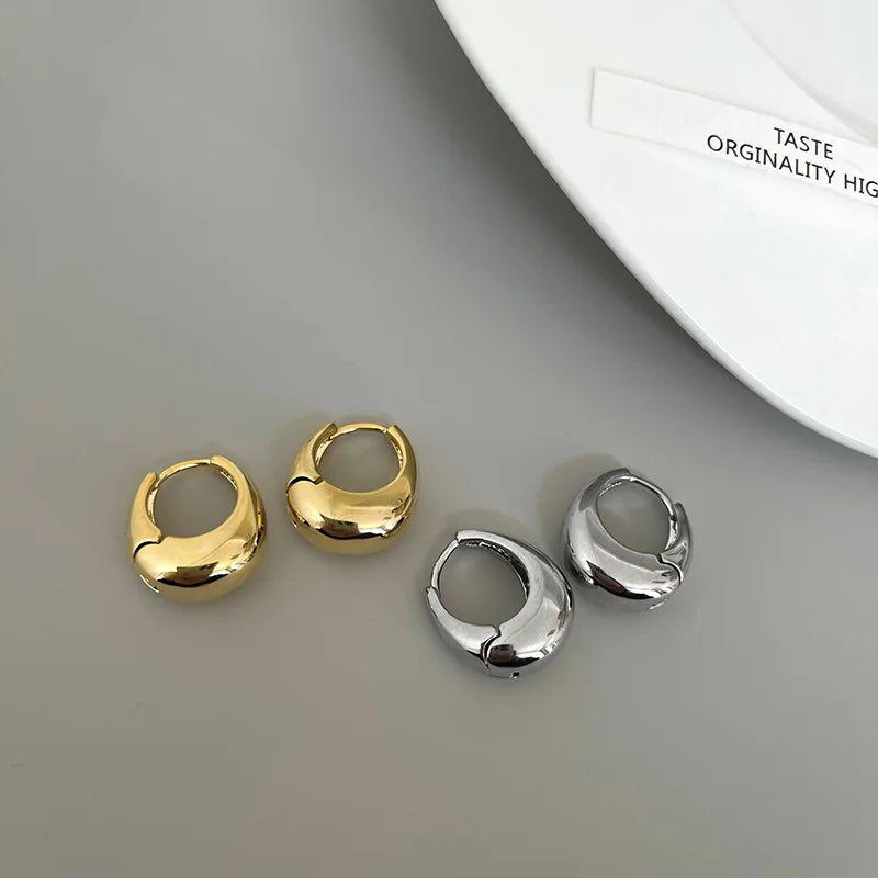 Stainless Steel Chunky Hoop Earrings – Smooth Round Circle Statement Jewelry for Women & Girls