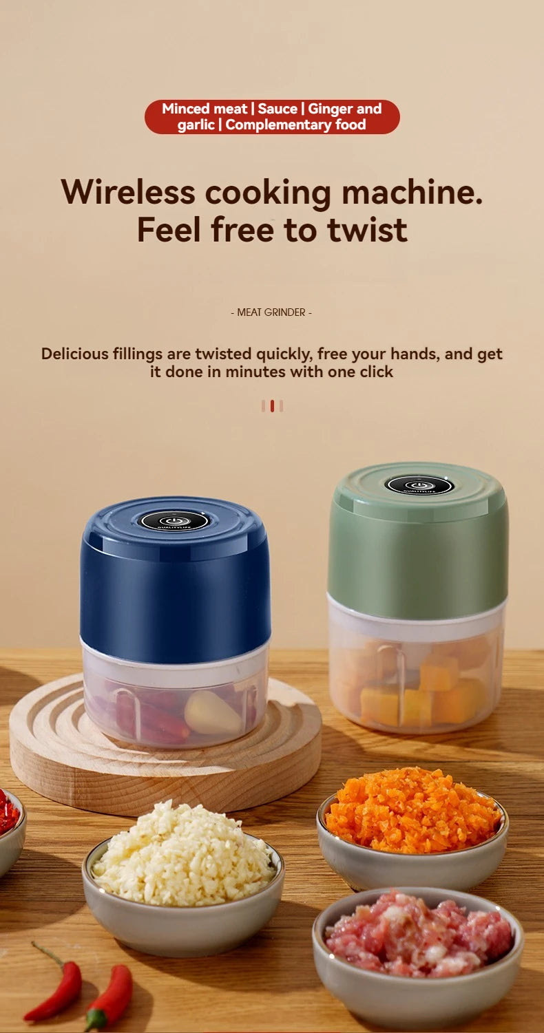 Electric Mini Garlic Chopper USB Meat Grinder Kitchen Tool