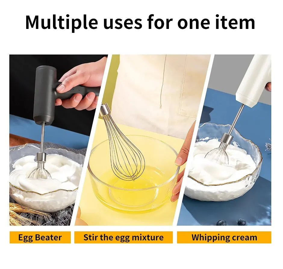 Wireless 3-Speed Electric Food Mixer Portable Egg Beater for Baking