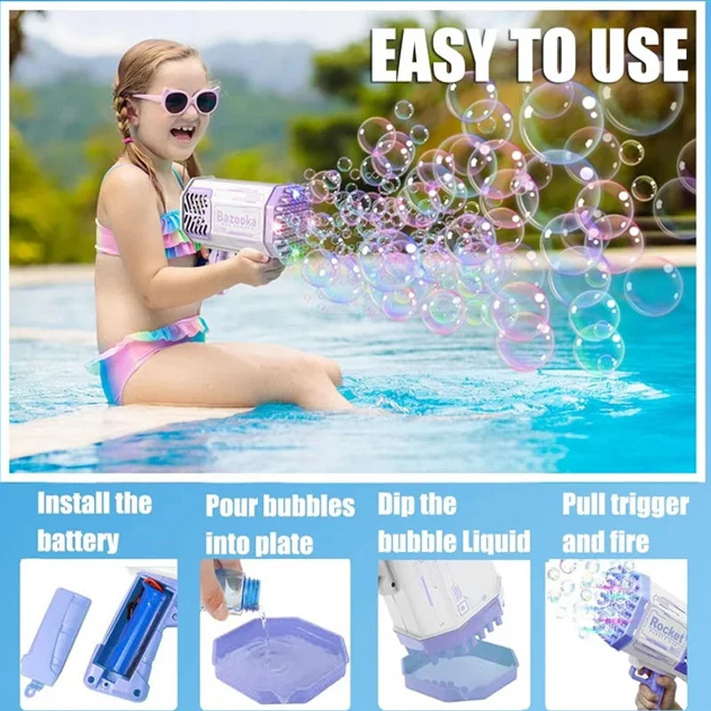 Bubble Machine Toy – 40/69 Holes Automatic Bubble Gun for Kids & Adult
