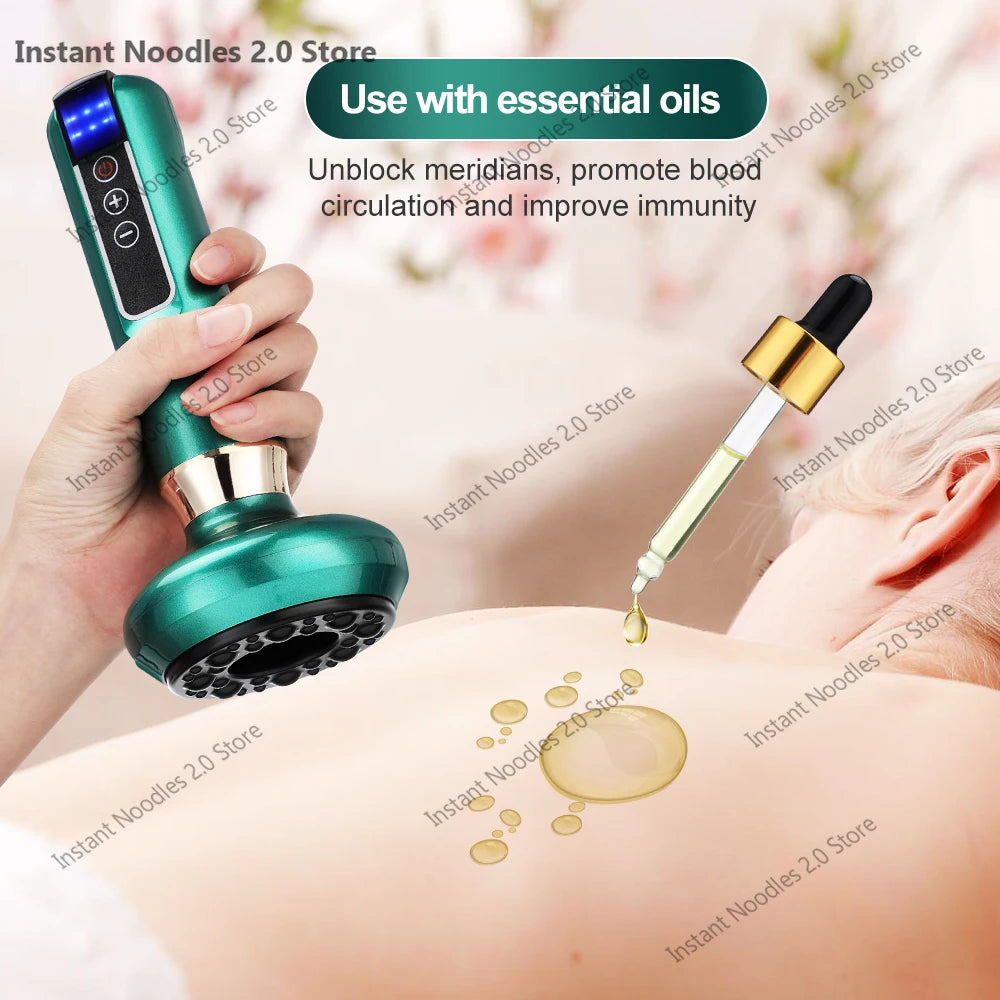 Electric Cupping Massager 6/12 Gear Vacuum Gua Sha Device – Anti-Cellulite Suction Heat Therapy Body Slimming Tool