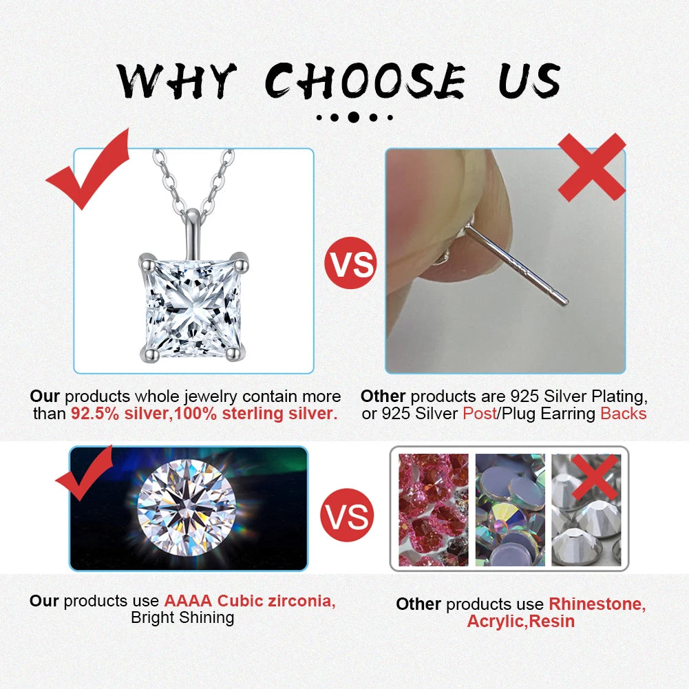 ORSA JEWELS 925 Sterling Silver Solitaire Cubic Zirconia Pendant Necklace – Classic Dainty Jewelry for Women