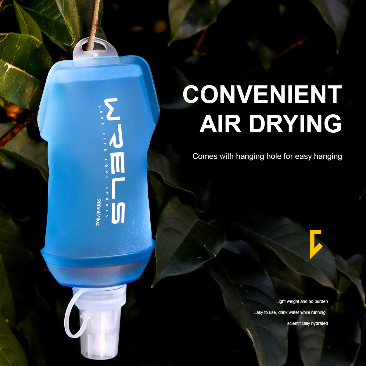 WRELS Foldable Silicone Water Bottle Outdoors Traveling Sport Running Cycling Kettle Healthy Soft Material TPU BPA-Free Kettle