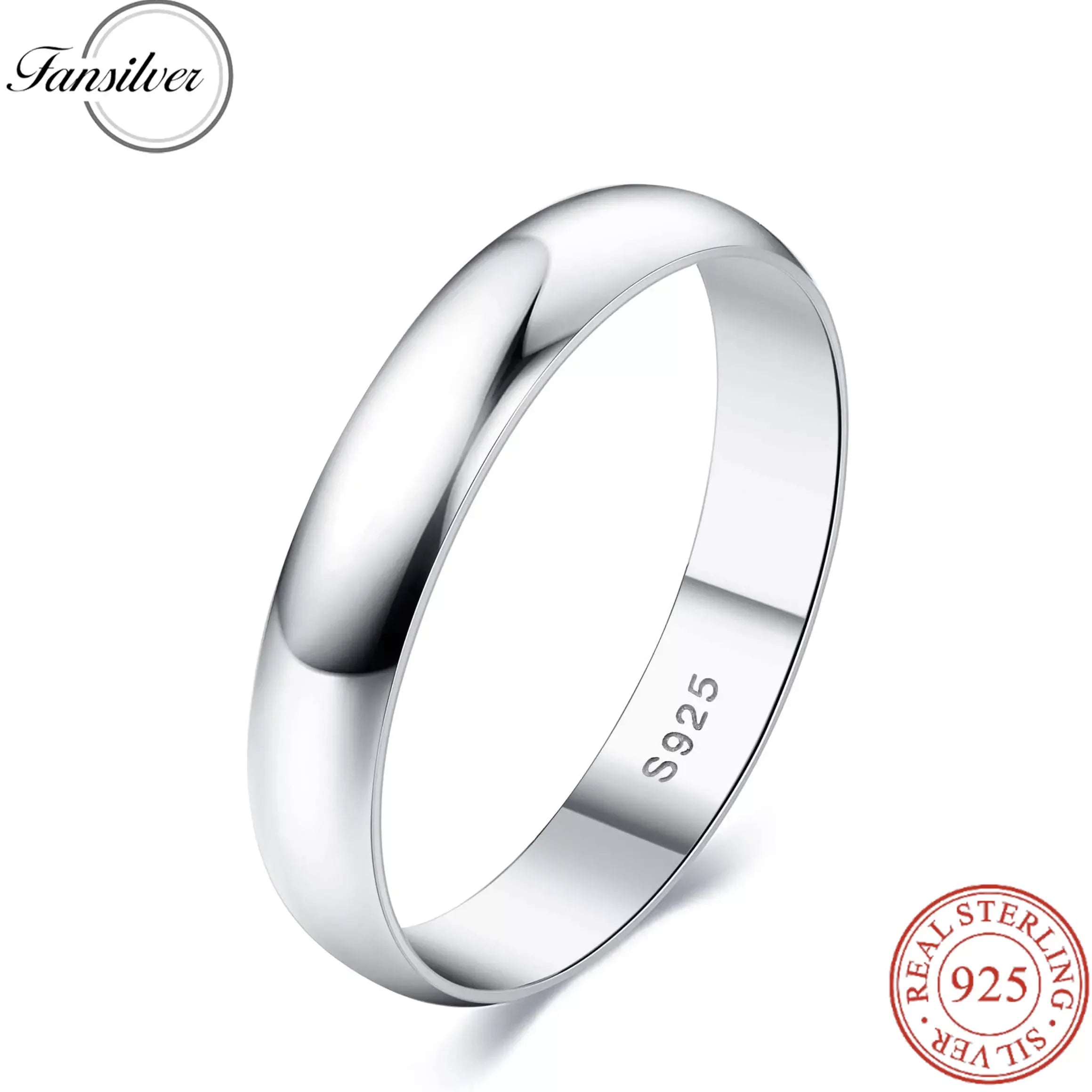 Fansilver S925 Sterling Silver Rings for Women Men 18K White Gold Plated Tarnish Resistant Tarnish Stackable Rings Wholesale
