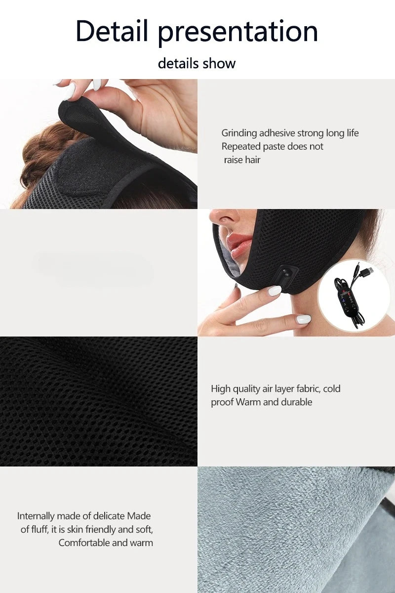 Face Heating Wrap for TMJ Relief – USB Electric Jaw Heating Pad with Adjustable Heat & Timer