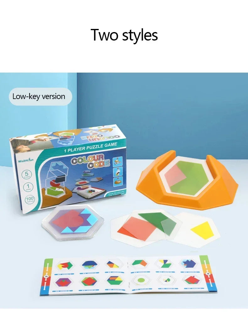 100 Challenge Color Code Puzzle Game – Interactive Tangram Jigsaw Board Educational Toy for Kids’ Spatial Learning