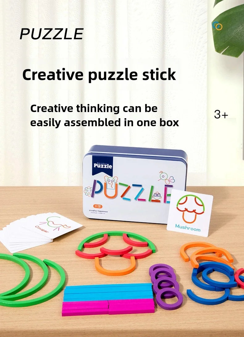 Kids Wooden Shape Board – Montessori Early Education Puzzle & Building Toy