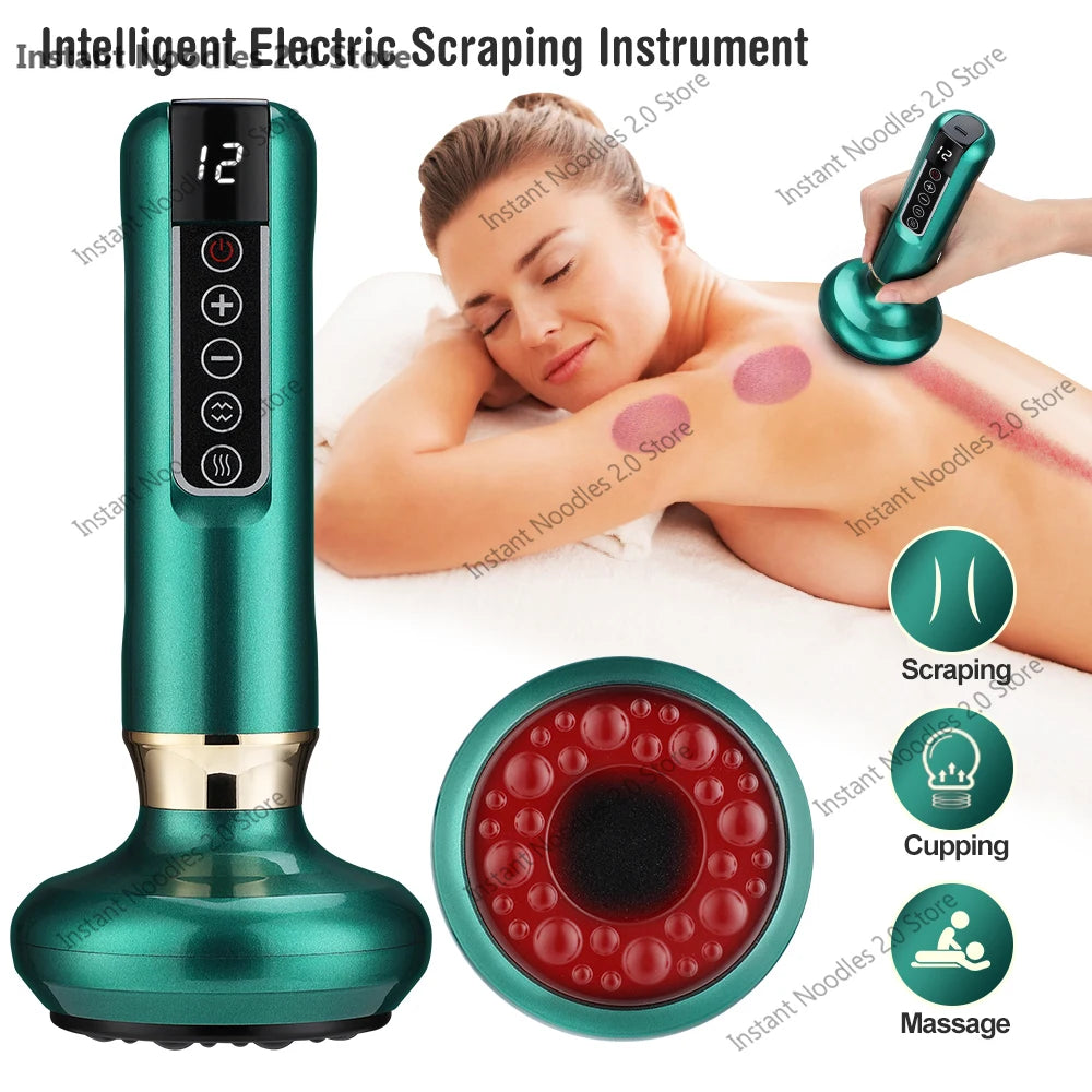 Electric Cupping Massager 6/12 Gear Vacuum Gua Sha Device – Anti-Cellulite Suction Heat Therapy Body Slimming Tool