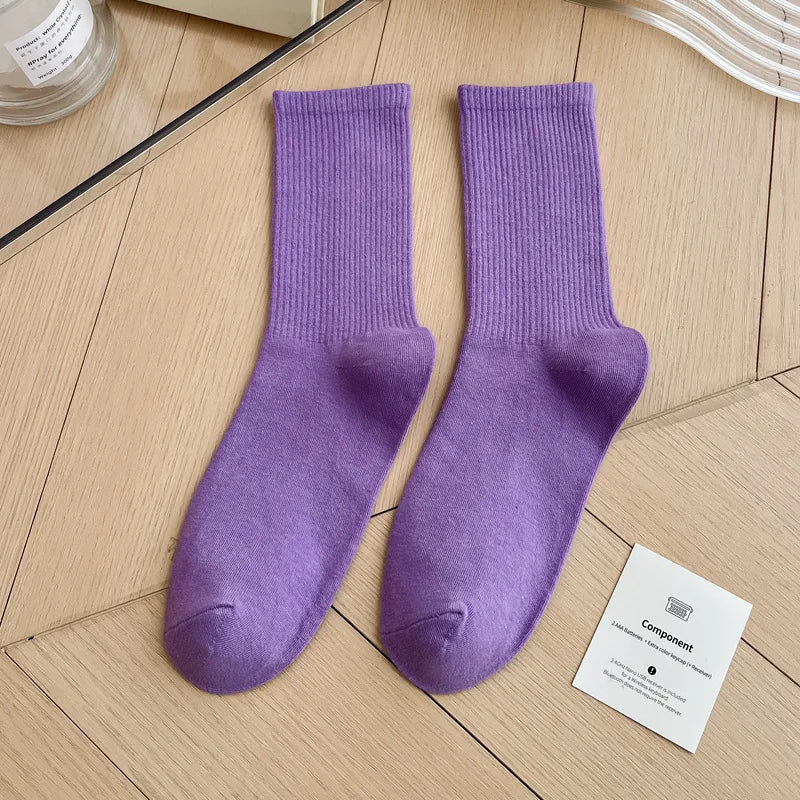 Japanese Fashion Sports Socks – Unisex Cotton Street Style Crew Socks for Autumn & Winter