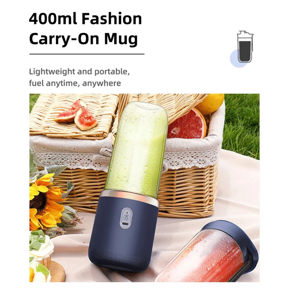 6-Blade Portable Electric Juicer Cup USB Rechargeable Personal Blender
