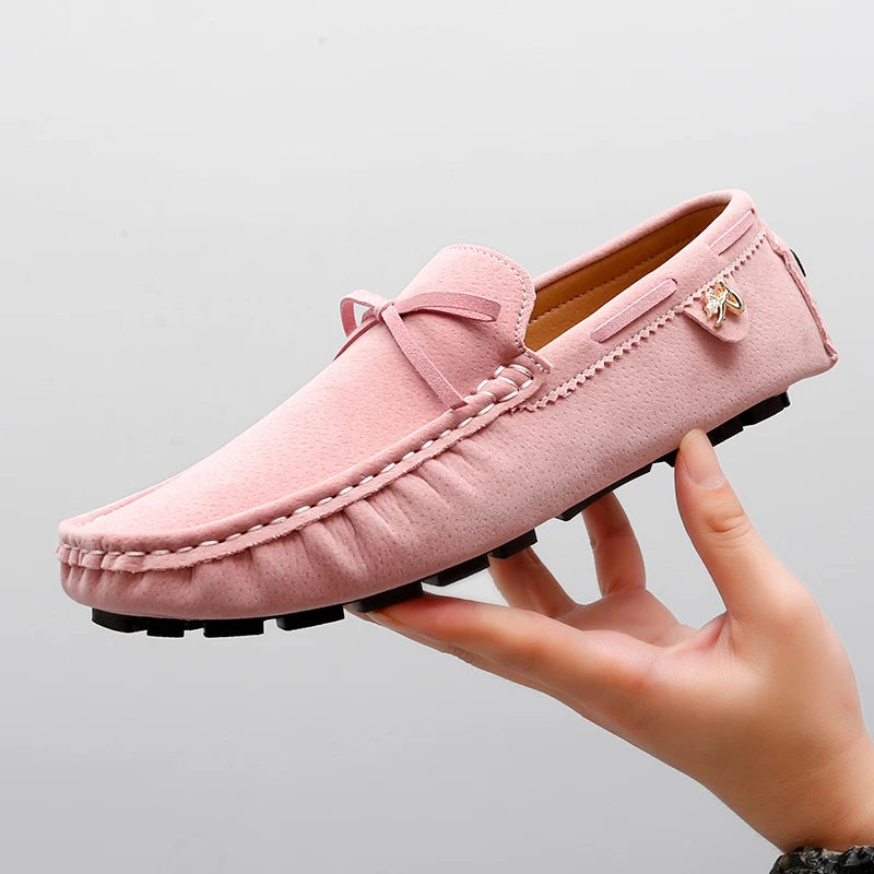 Pink Tassel Moccasin Loafers for Men – European Style Formal Dress & Party Shoes