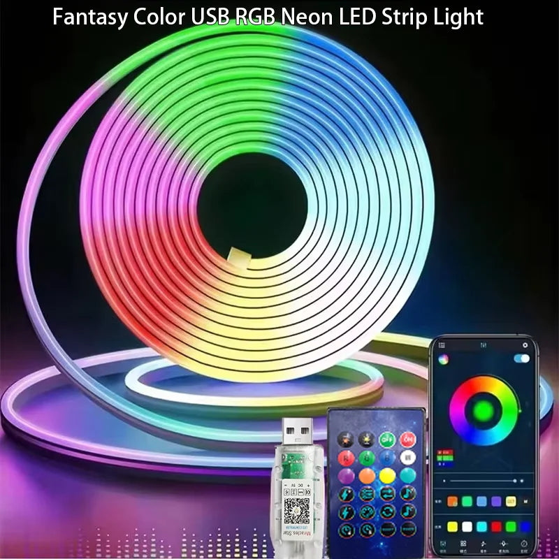 RGB LED Neon Rope Lights – Music Sync & App-Controlled Waterproof Flexible Lamp