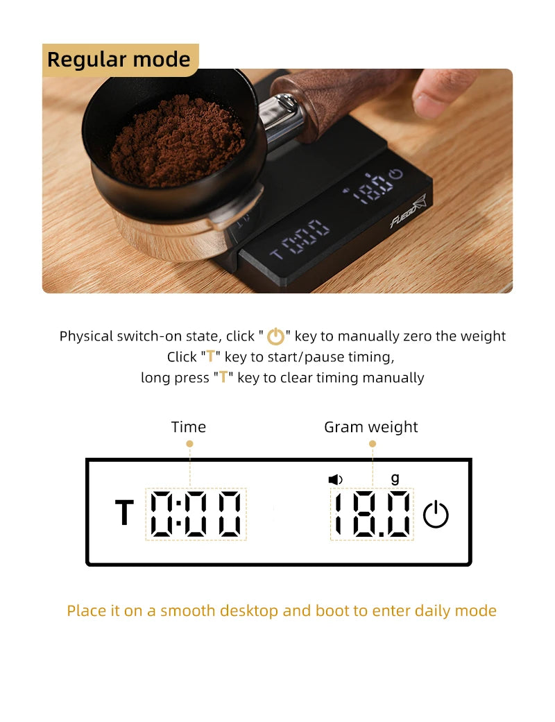Fuego Kitchen Coffee Scale with Timer Rechargeable 0.1g Digital Espresso & Drip Brewer
