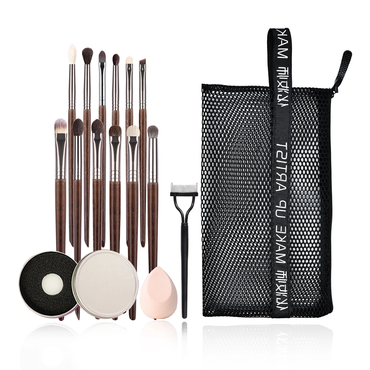 OVW 12pcs Professional Makeup Brush Set – Natural Hair Eye Shadow, Eyeliner, Eyebrow & Lip Brushes Beauty Tools