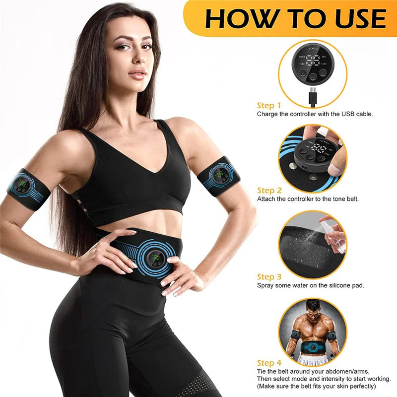 Smart EMS Abdominal Muscle Stimulator Belt – Home Fitness Toner