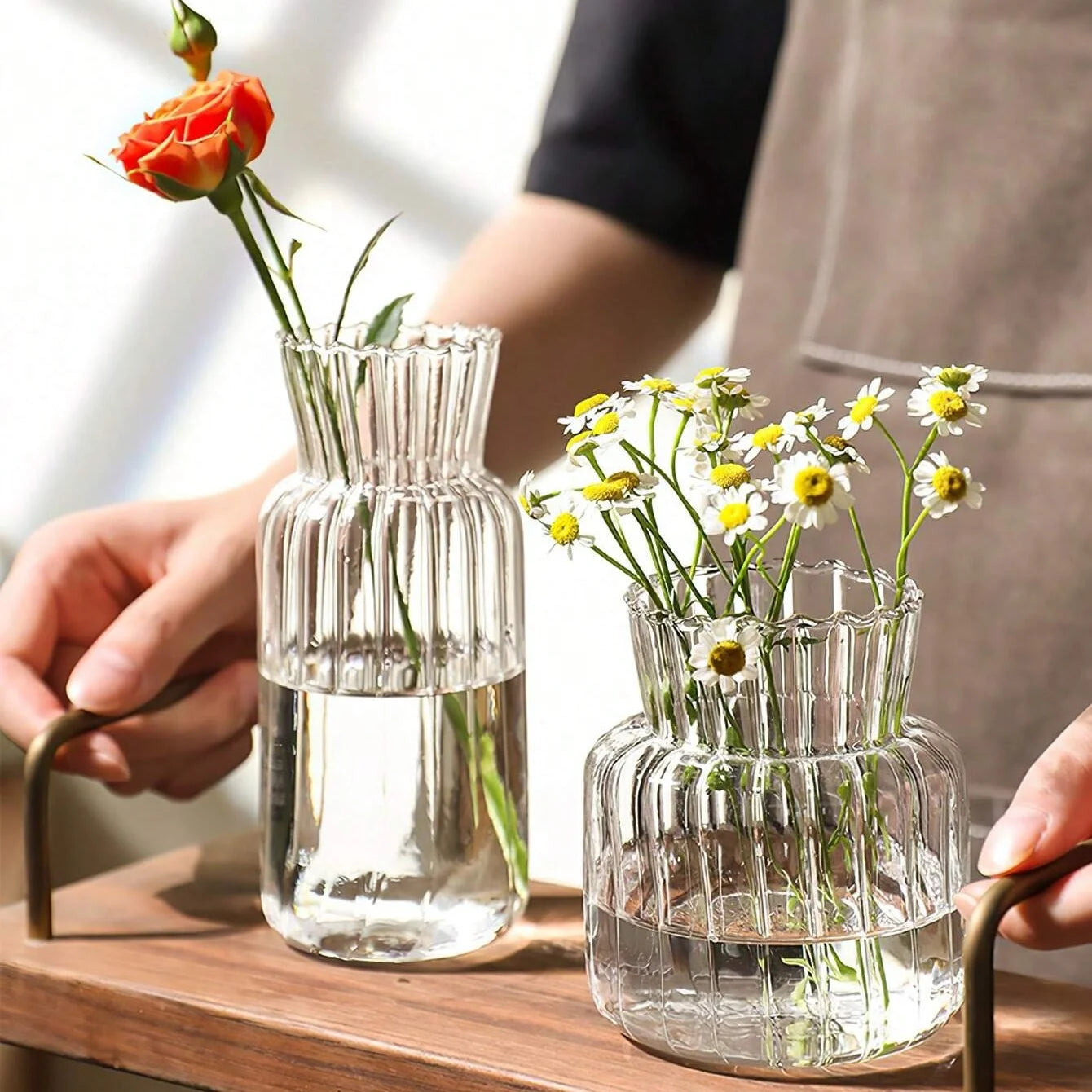 1/2/3pcs Nordic Transparent Glass Vase – Creative Hydroponic Flower Pot for Table & Home Décor