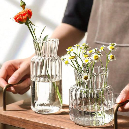 1/2/3pcs Nordic Transparent Glass Vase – Creative Hydroponic Flower Pot for Table & Home Décor