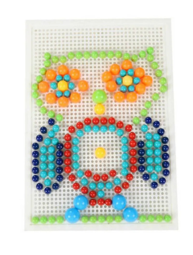 296pcs 3D STEM Building Puzzle Toy – Educational Mushroom Nail Design Learning Board Game for Kids