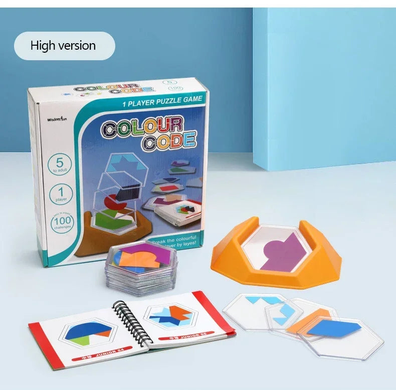 100 Challenge Color Code Puzzle Game – Interactive Tangram Jigsaw Board Educational Toy for Kids’ Spatial Learning