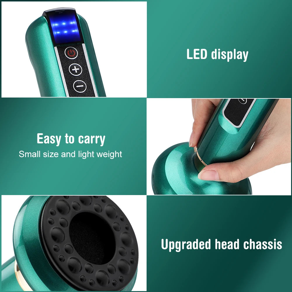 Electric Cupping Massager 6/12 Gear Vacuum Gua Sha Device – Anti-Cellulite Suction Heat Therapy Body Slimming Tool