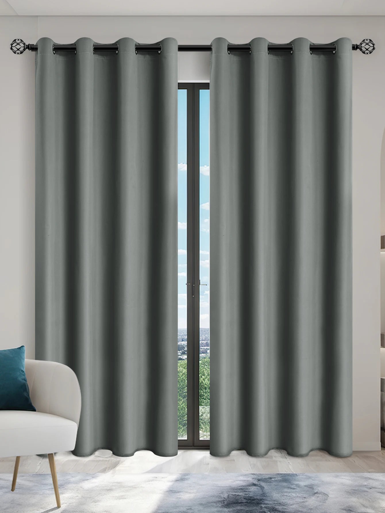 1pc Solid Blackout Curtain with Grommets – Total Privacy Bedroom Drapes