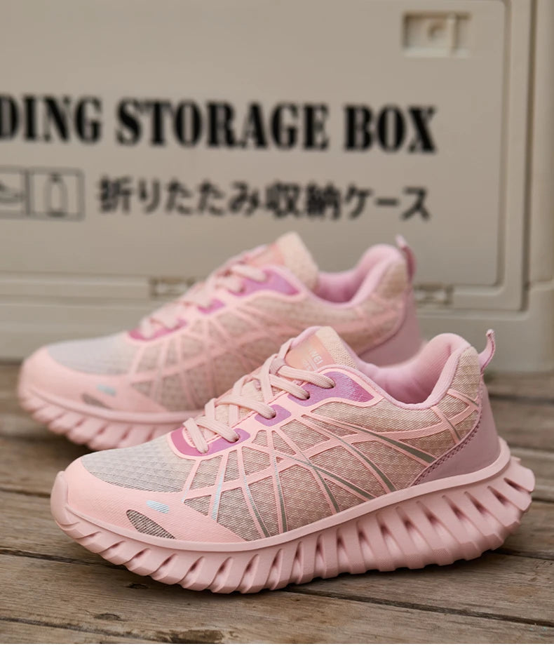 Pink Women’s Steel Toe Work Sneakers – Lightweight Safety Shoes Anti-Smash & Anti-Puncture