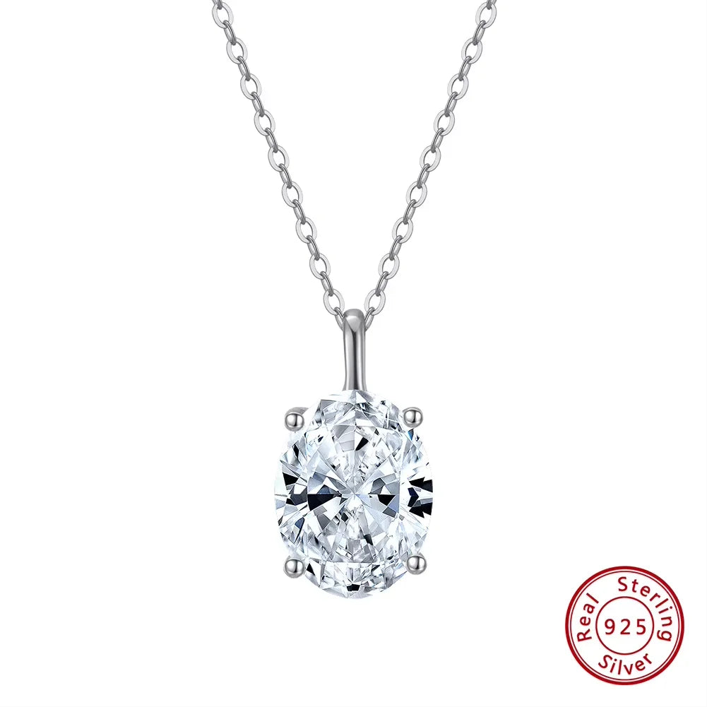 ORSA JEWELS 925 Sterling Silver Solitaire Cubic Zirconia Pendant Necklace – Classic Dainty Jewelry for Women