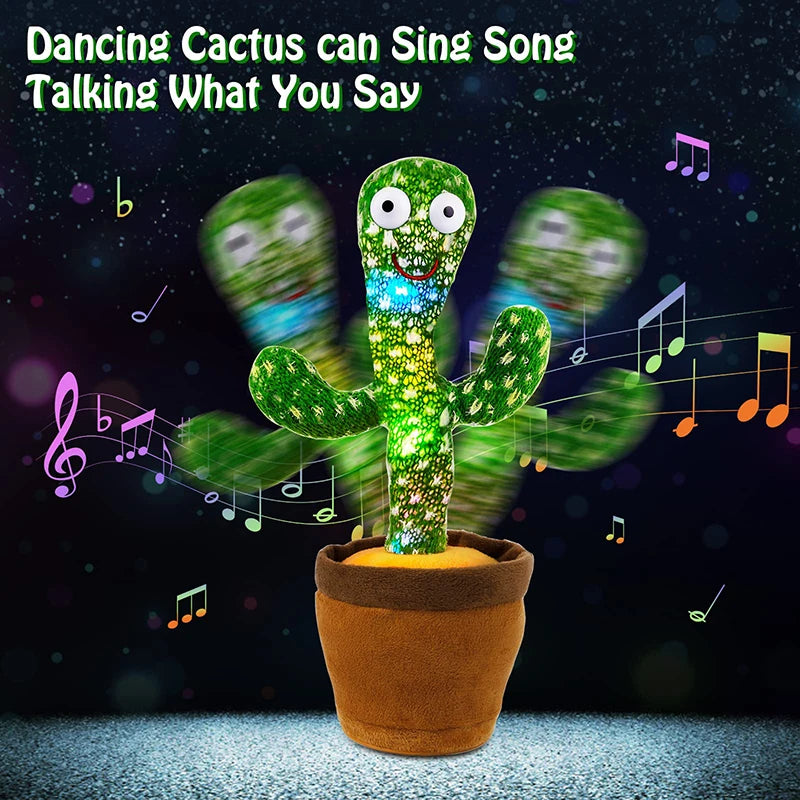Dancing Cactus Plush Toy – 120 Songs Speaker Talking Voice Repeat for Kids