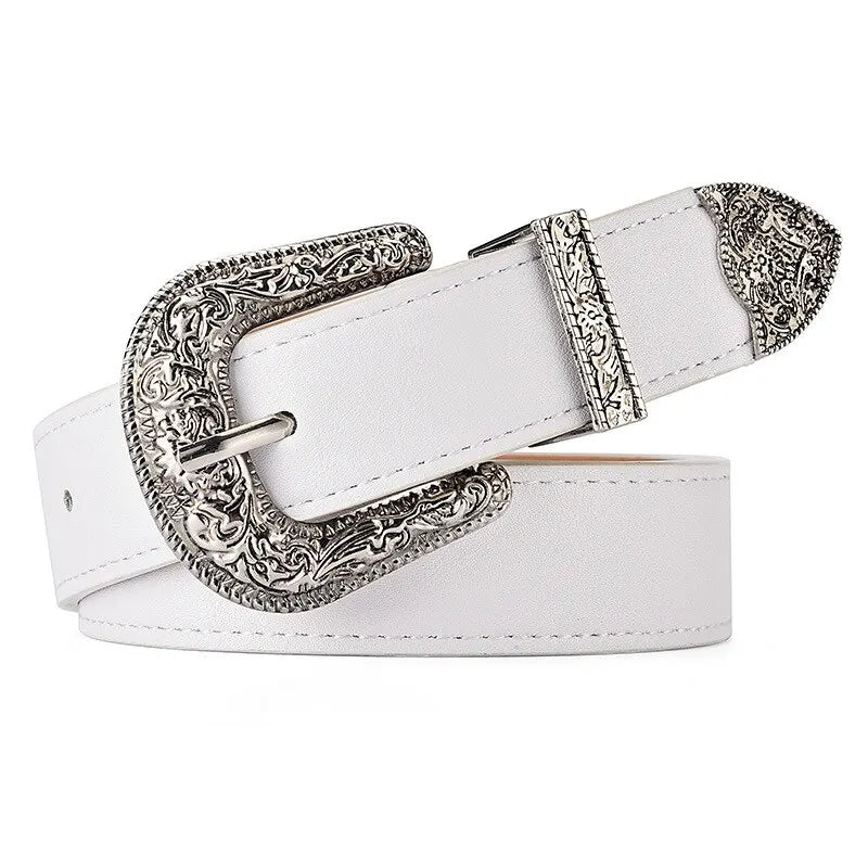 Vintage Carved PU Leather Belt – Punk Hip Hop Y2K Style Unisex