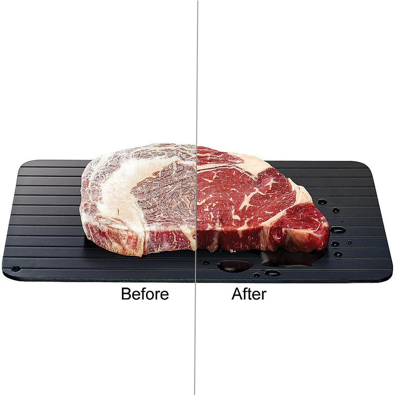 LMETJMA Fast Defrosting Tray – Aluminium Meat & Fish Thawing Tool