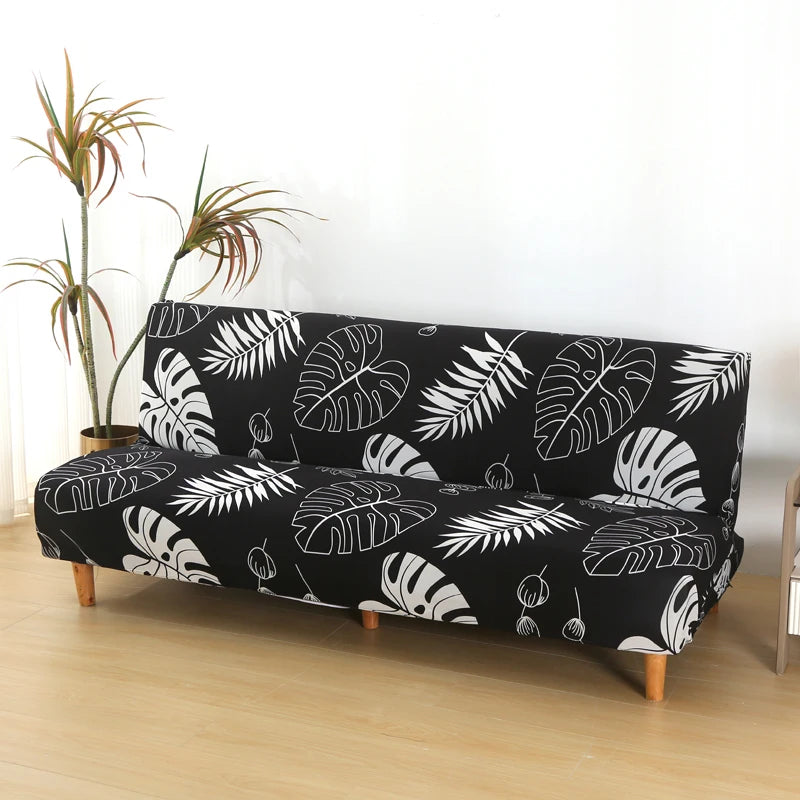 Armless Futon Sofa Cover Spandex Non-Slip Furniture Protector Removable Washable Folding Sofa Bed Cover For Bedroom Living Room