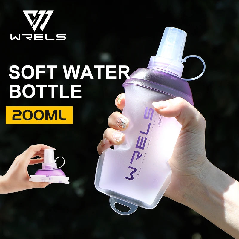 WRELS Foldable Silicone Water Bottle Outdoors Traveling Sport Running Cycling Kettle Healthy Soft Material TPU BPA-Free Kettle