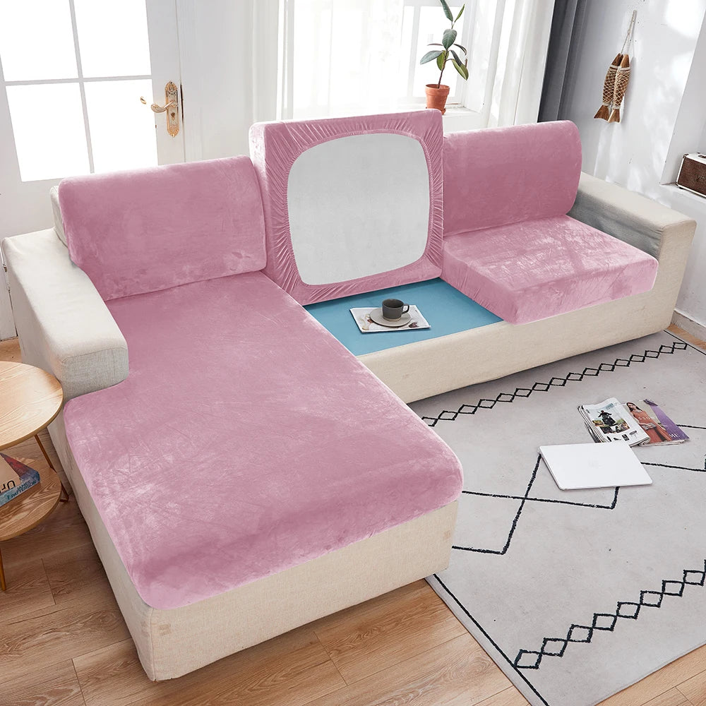 Plush Elastic Sofa Slipcover – Anti-Slip Couch Cover for Home & Office