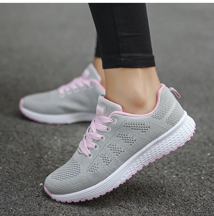 2025 Women’s Breathable Mesh Sneakers – Fashionable Lace-Up Trainers for Comfort & Style