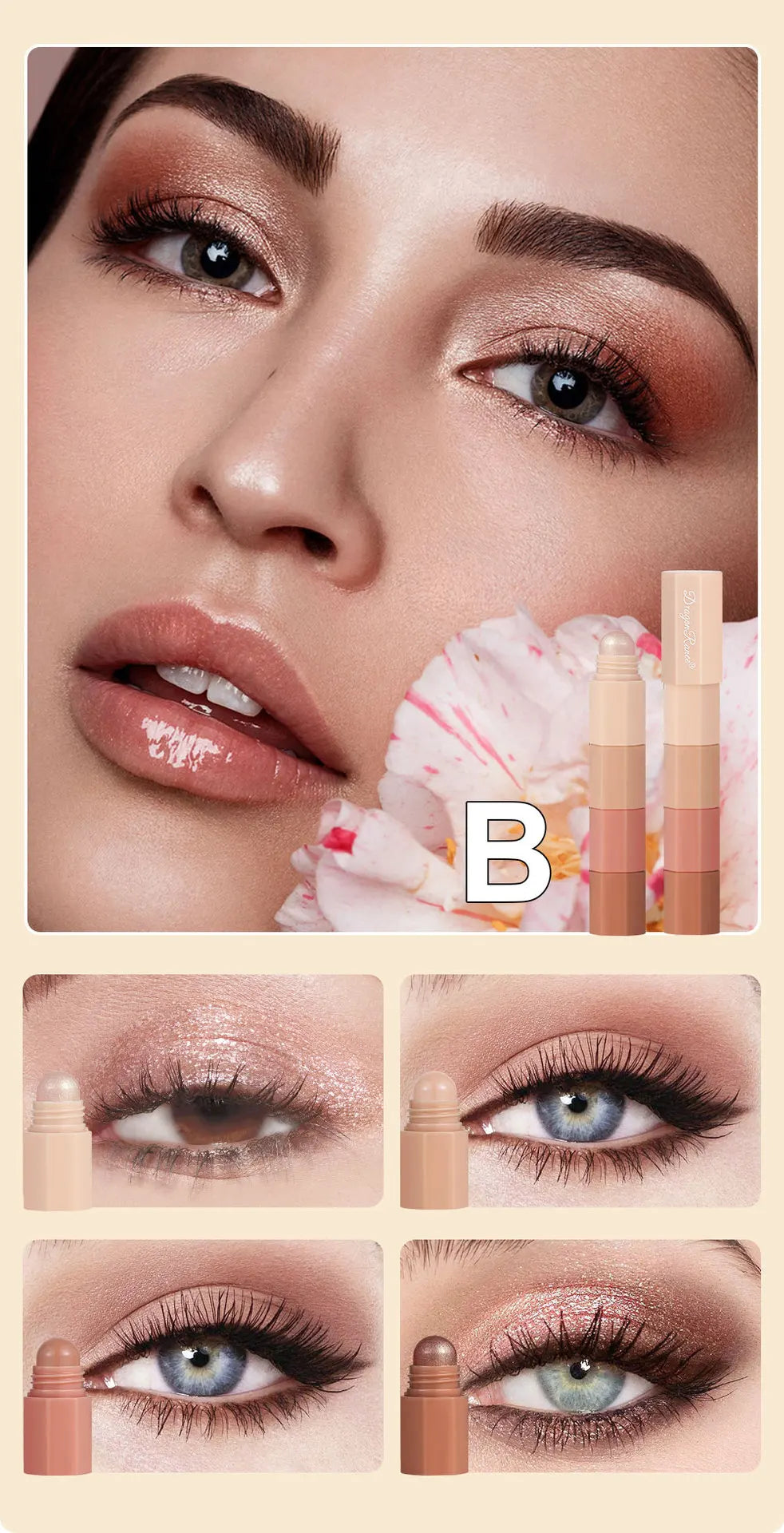 Dragon Ranee Eyeshadow Pencil 4 Colors/Set Waterproof Non-Smudge Highlighter Stick Pearlescent Matte Silkworm Lazy Eye Makeup