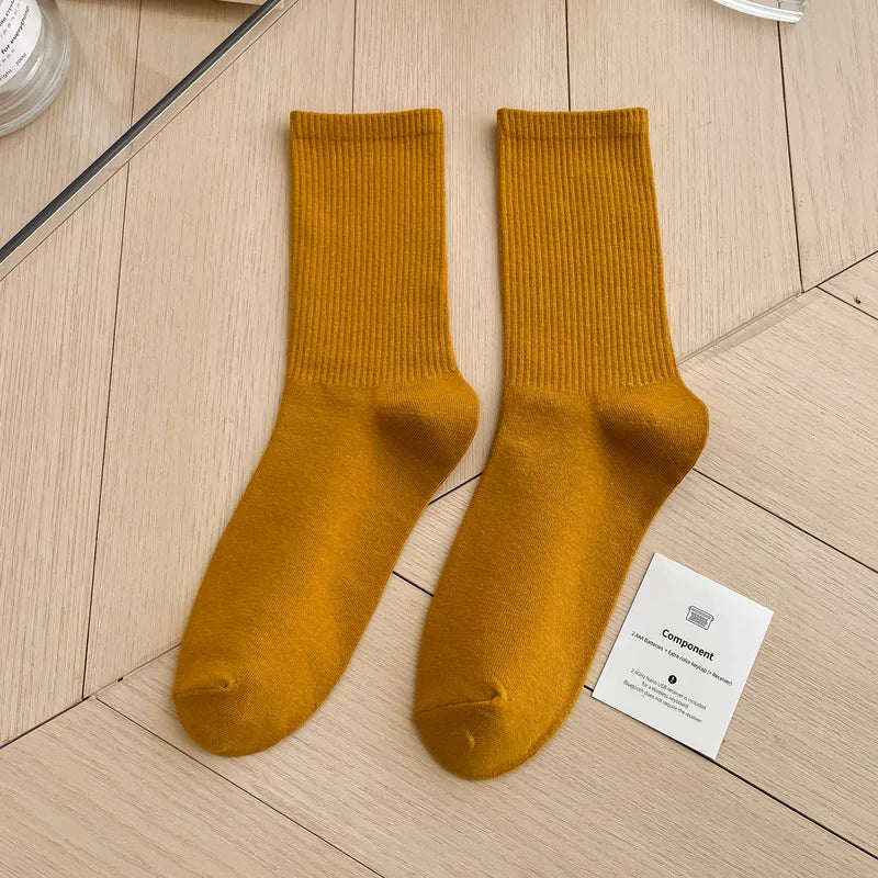 Japanese Fashion Sports Socks – Unisex Cotton Street Style Crew Socks for Autumn & Winter