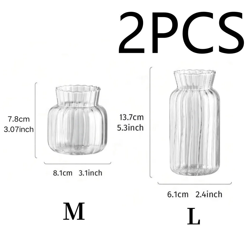 1/2/3pcs Nordic Transparent Glass Vase – Creative Hydroponic Flower Pot for Table & Home Décor