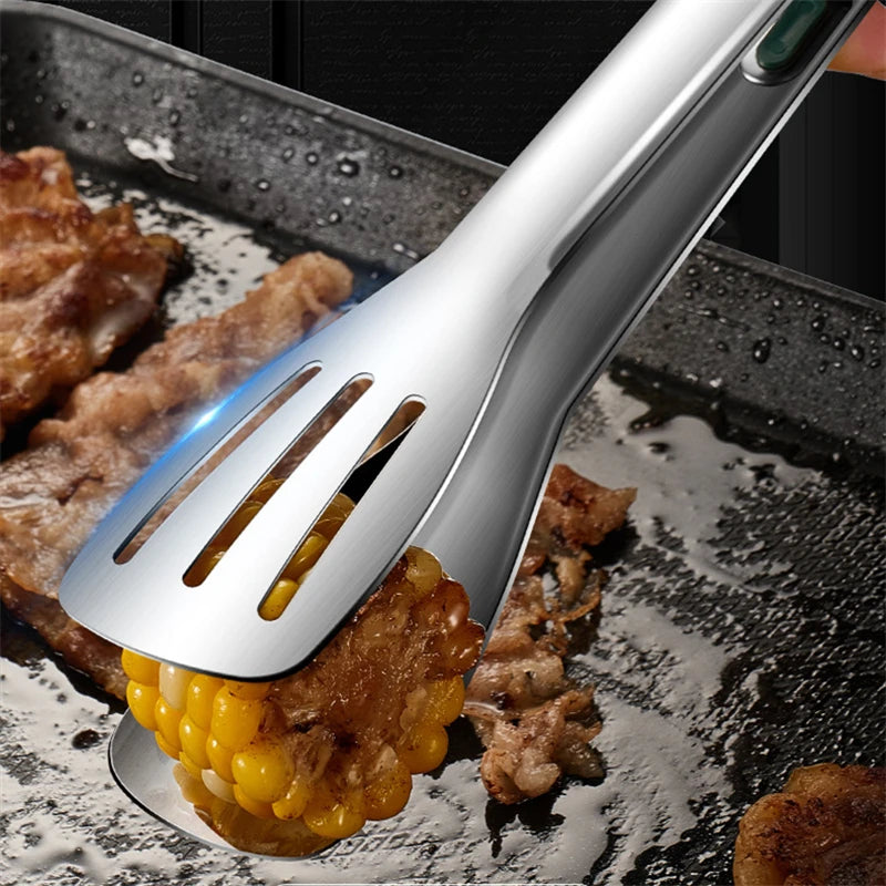 Non-Slip Stainless Steel Food Tongs – Meat, Salad & BBQ Clip