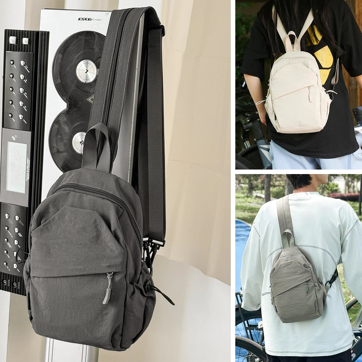 Crossbody Bag Men's Single Shoulder Small Backpack Chest Bag Women's Cycling Sports Mountain Climbing Boys Tablet Lightweight Mo